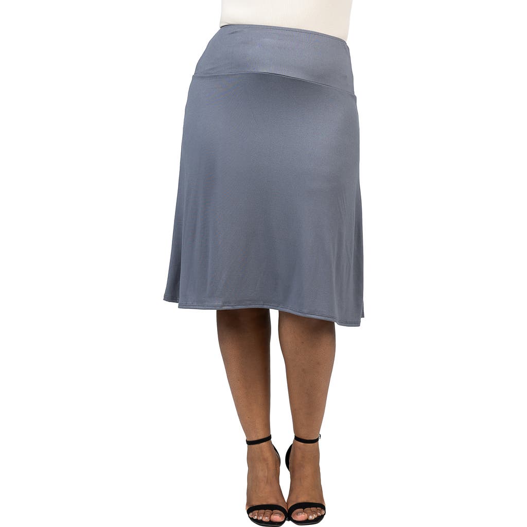 24seven Comfort Apparel Plus Size A Line Elastic Waist Skirt In Gray
