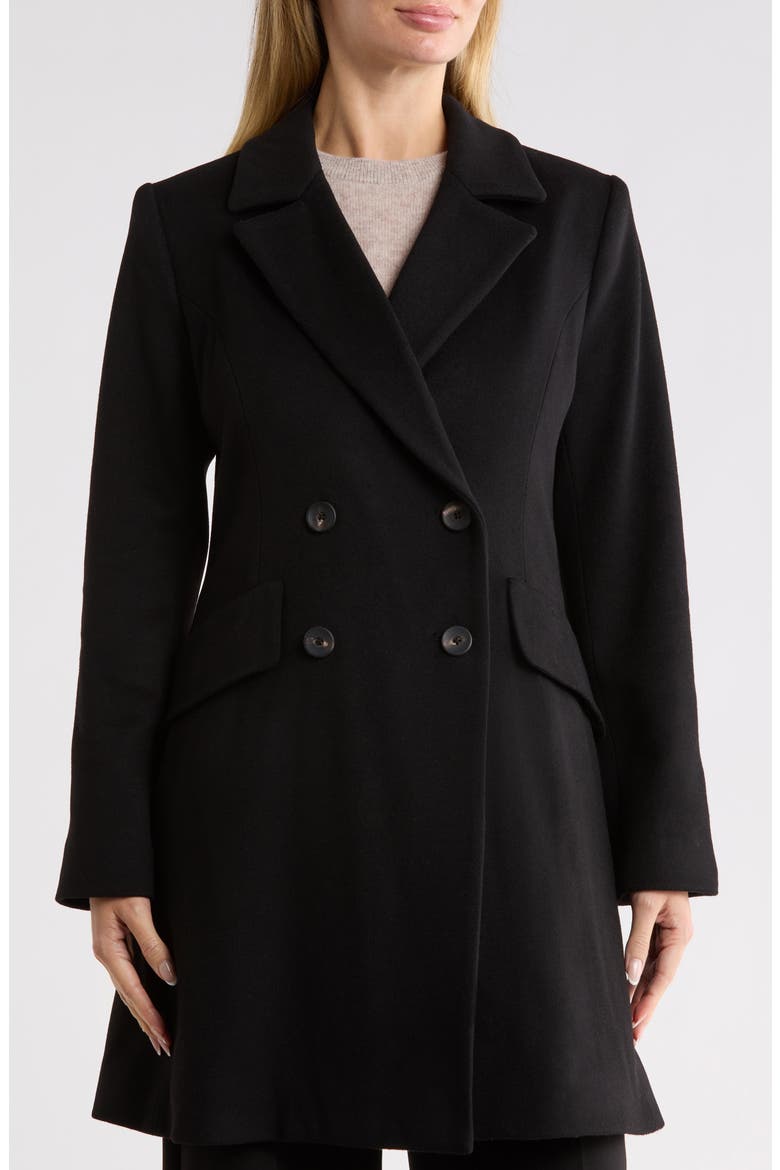 Fit and Flare Wool Coat, Main, color, BLACK