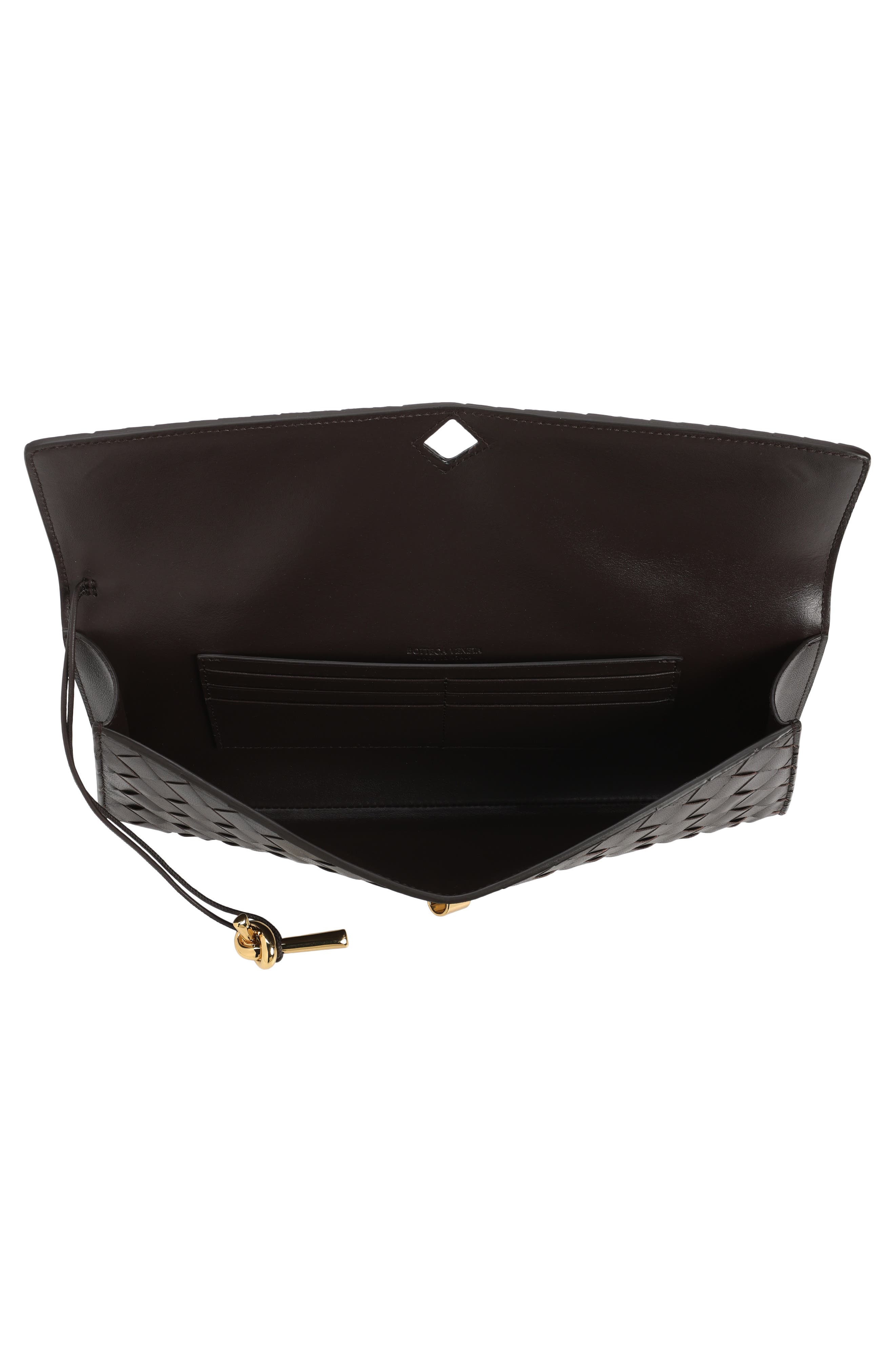 Long Andiamo Intrecciato Clutch Bag, Alternate, color, FONDANT BRASS