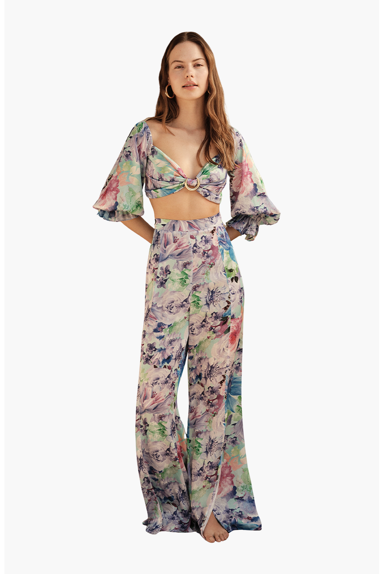 GAIA Long Sleeve Bustier, Main, color, Floral Purple