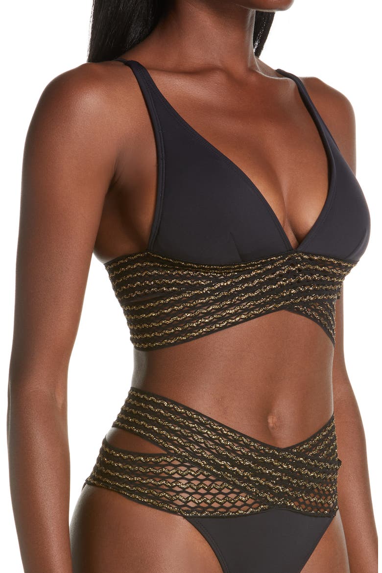 Wrap High Apex Bikini Top, Alternate, color, BLACK