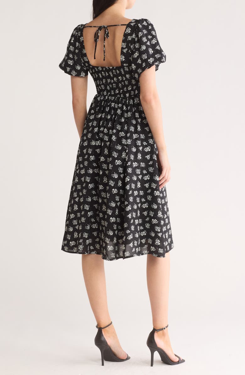 Lush Floral Puff Sleeve Midi Dress, Alternate, color,