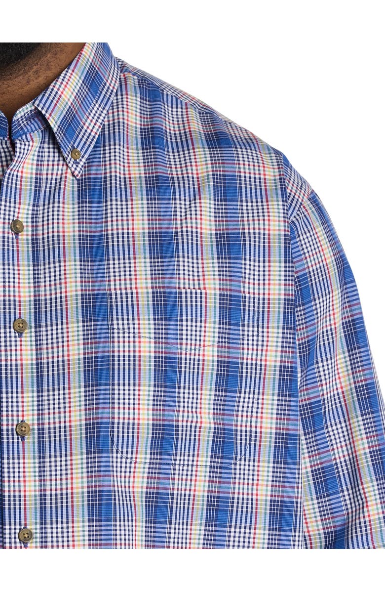 Harbor Bay by DXL Big & Tall Easy-Care Colorful Plaid Sport Shirt, Alternate, color, Blue Multi