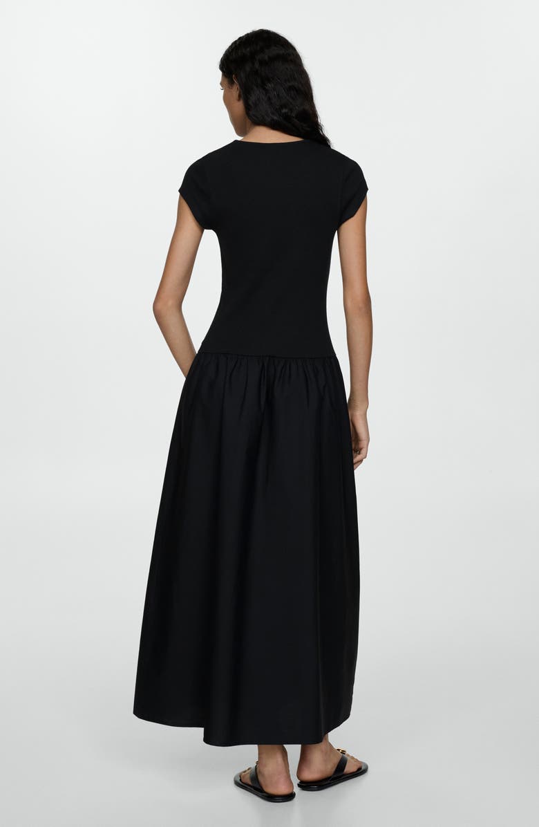 MANGO Mixed Media Fit & Flare T-Shirt Dress, Alternate, color,