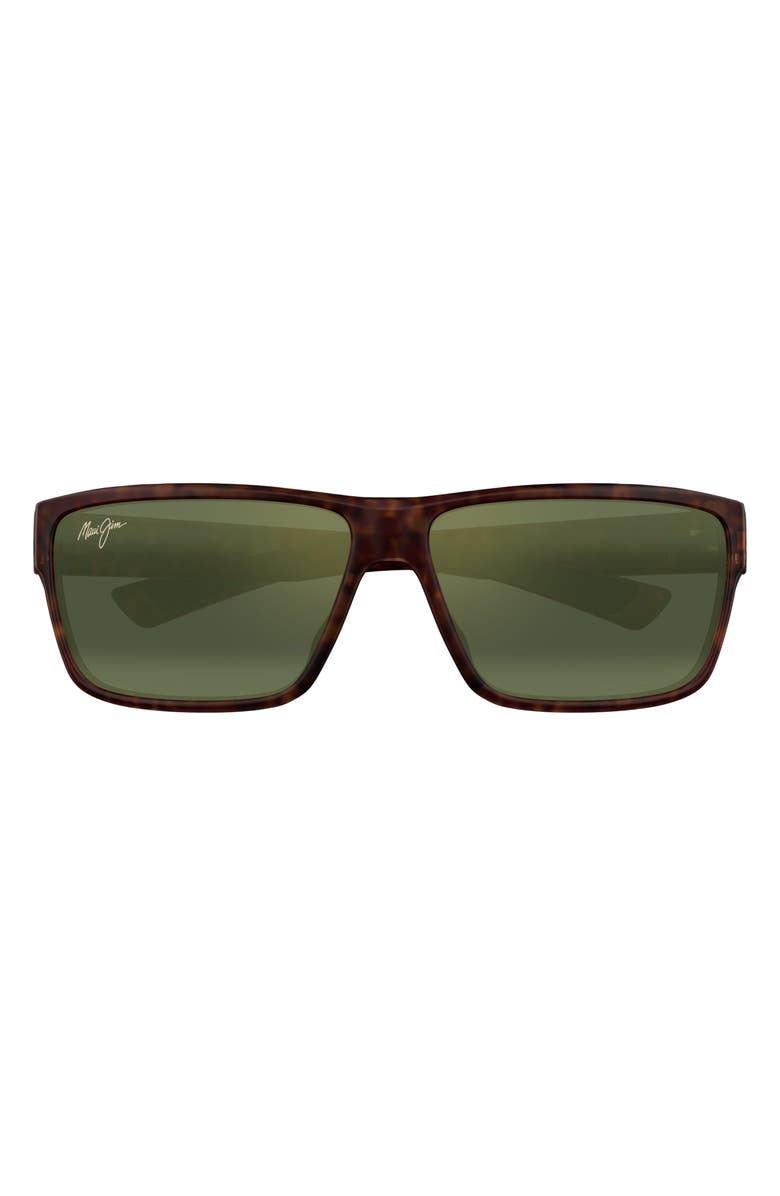 Maui Jim Uila 62mm Oversize PolarizedPlus2<sup>®</sup> Wrap Sunglasses, Main, color, Matte Dark Havana