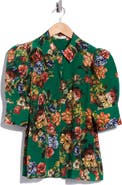 ALICE + OLIVIA Willa Scrunched Sleeve Silk Top