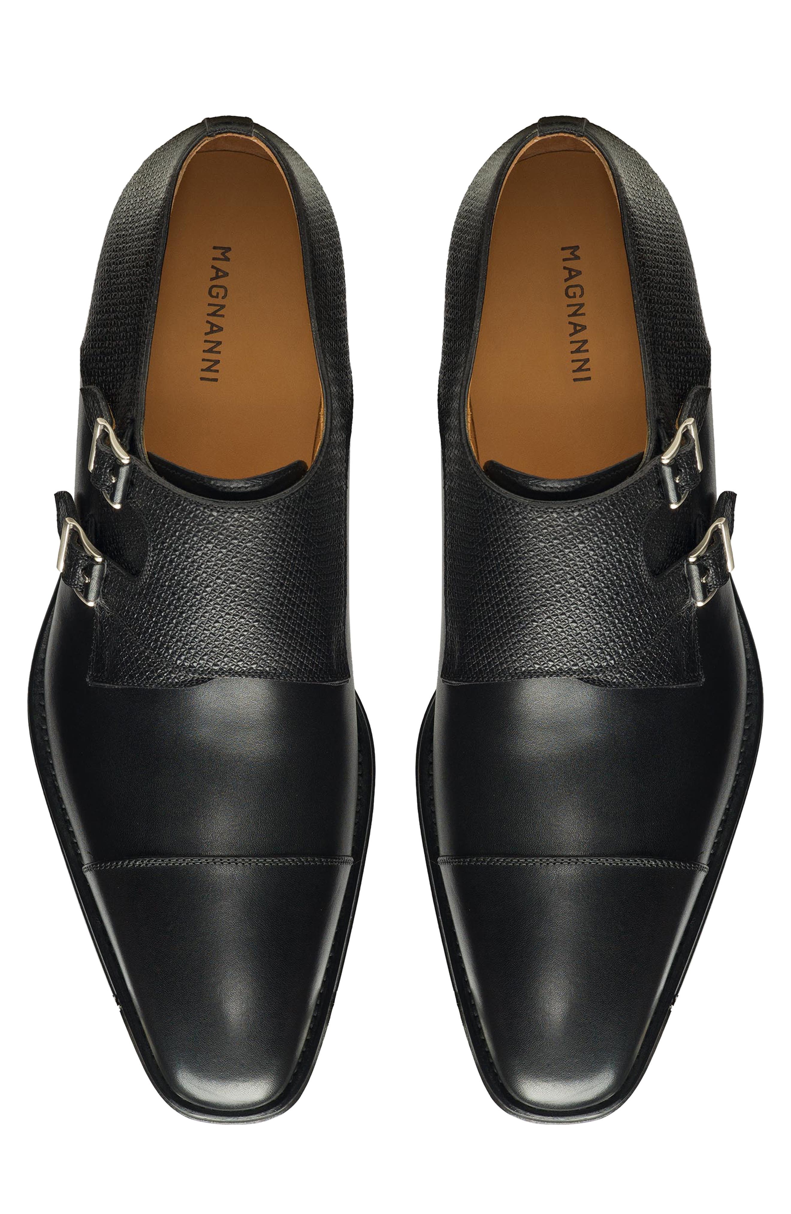Jaden II Leather Double Monk Strap Shoe, Alternate, color, BLACK