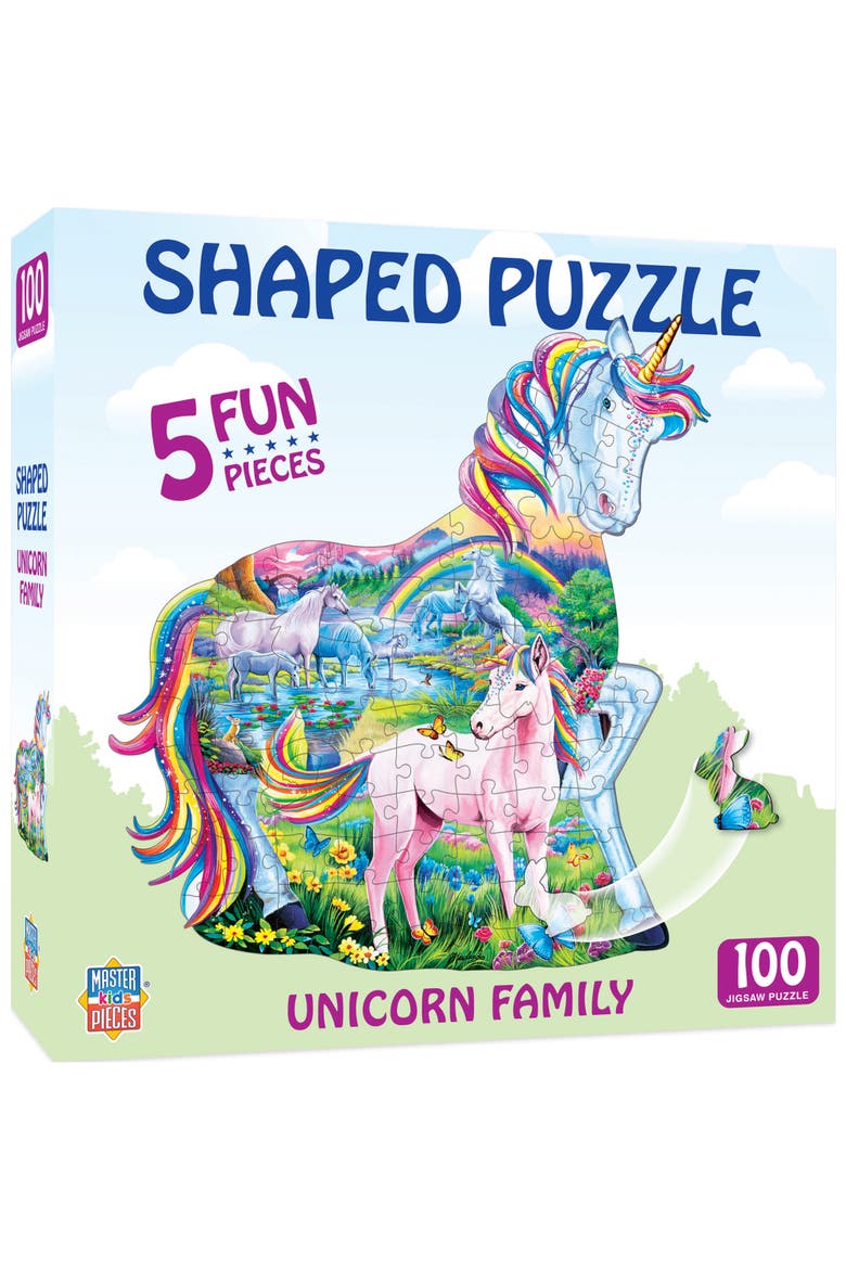 Unicorn Family 100pc Shaped Puzzle, Main, color, Multicolor