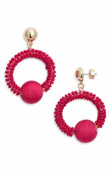 Nordstrom Color Pop Beaded Frontal Hoop Earrings