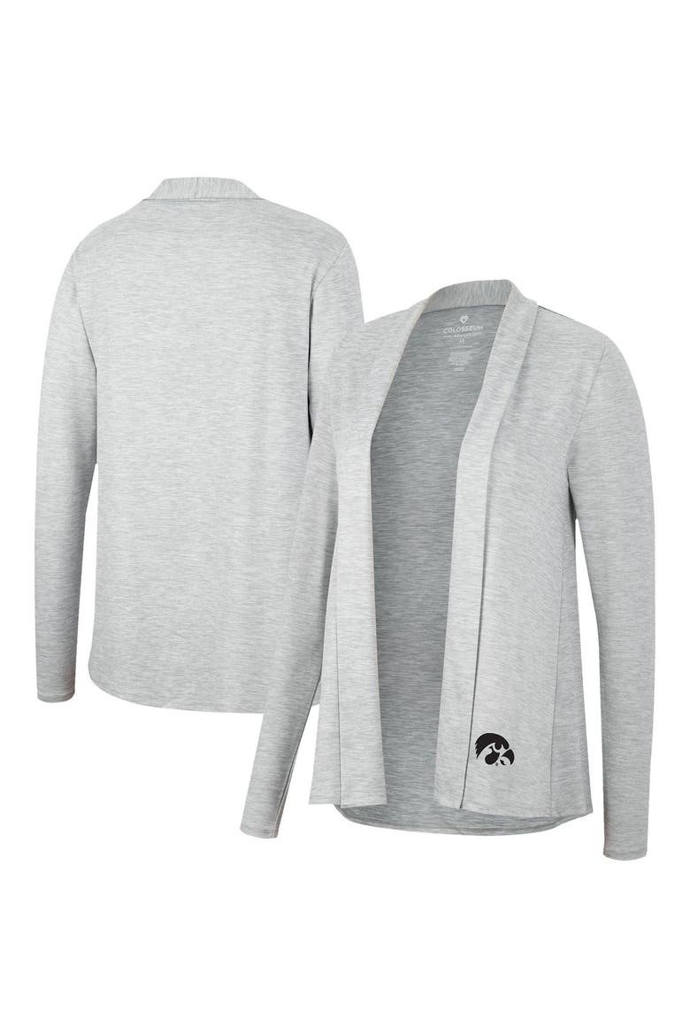 Women's Colosseum Heathered Gray Iowa Hawkeyes Charlton Open Cardigan, Main, color, Heather Gray