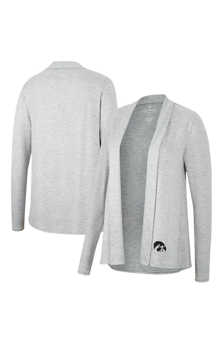 COLOSSEUM Women's Colosseum Heathered Gray Iowa Hawkeyes Charlton Open Cardigan, Main, color,