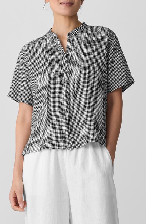 Check Print Organic Linen Shirt