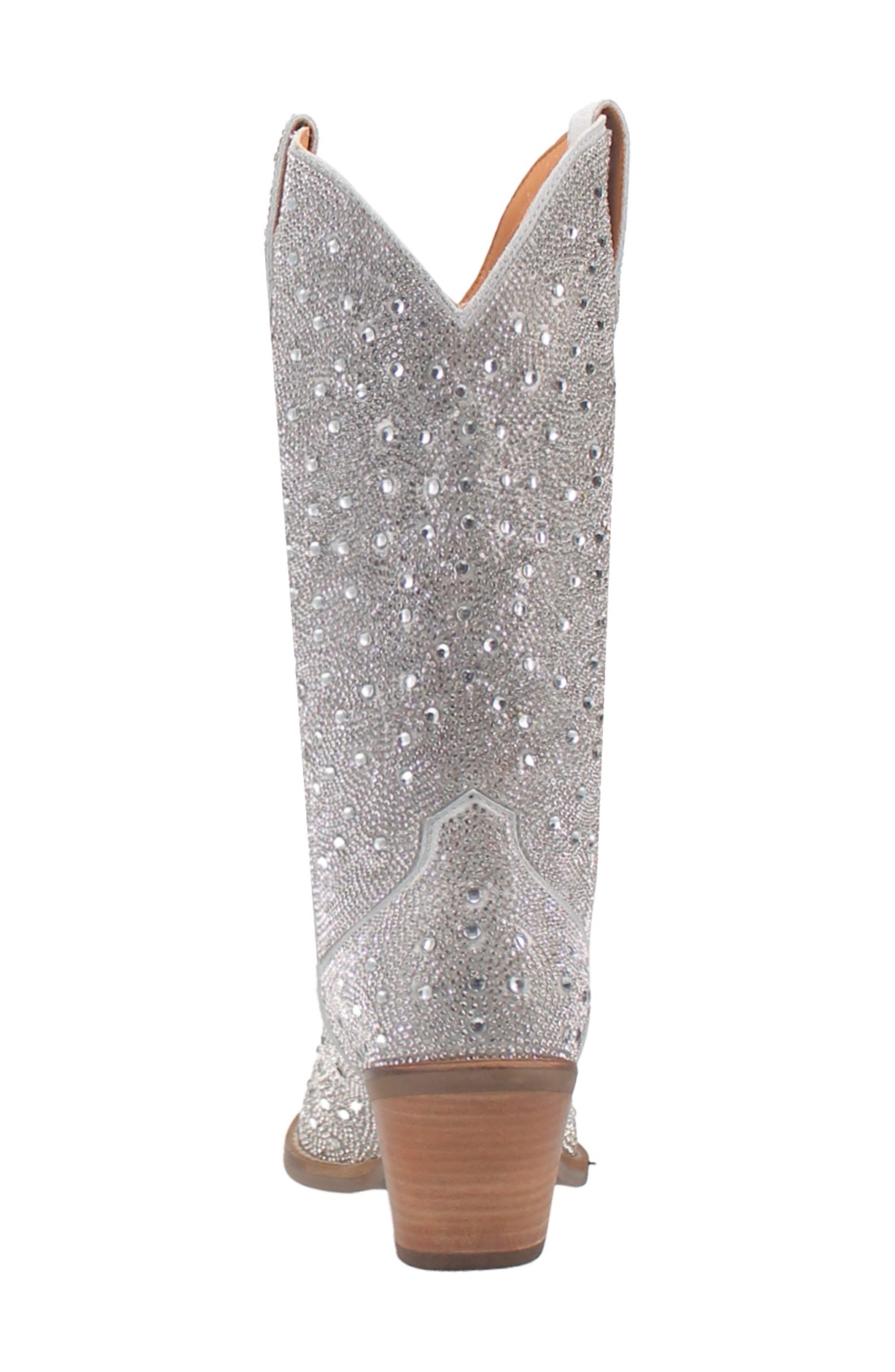 Dingo Silver Dollar Rhinestone Western Boot, Alternate, color, Silver
