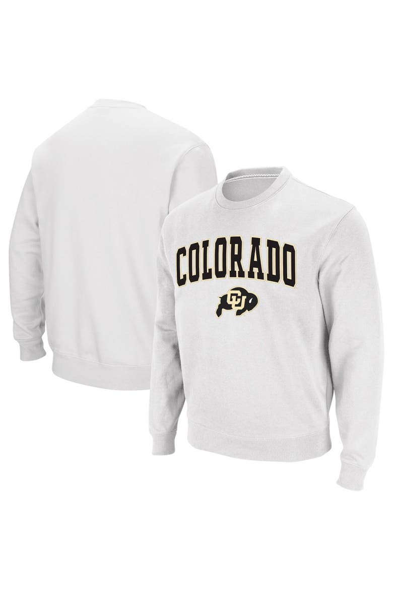 Men's Colosseum White Colorado Buffaloes Arch & Logo Crew Neck Sweatshirt, Alternate, color, White