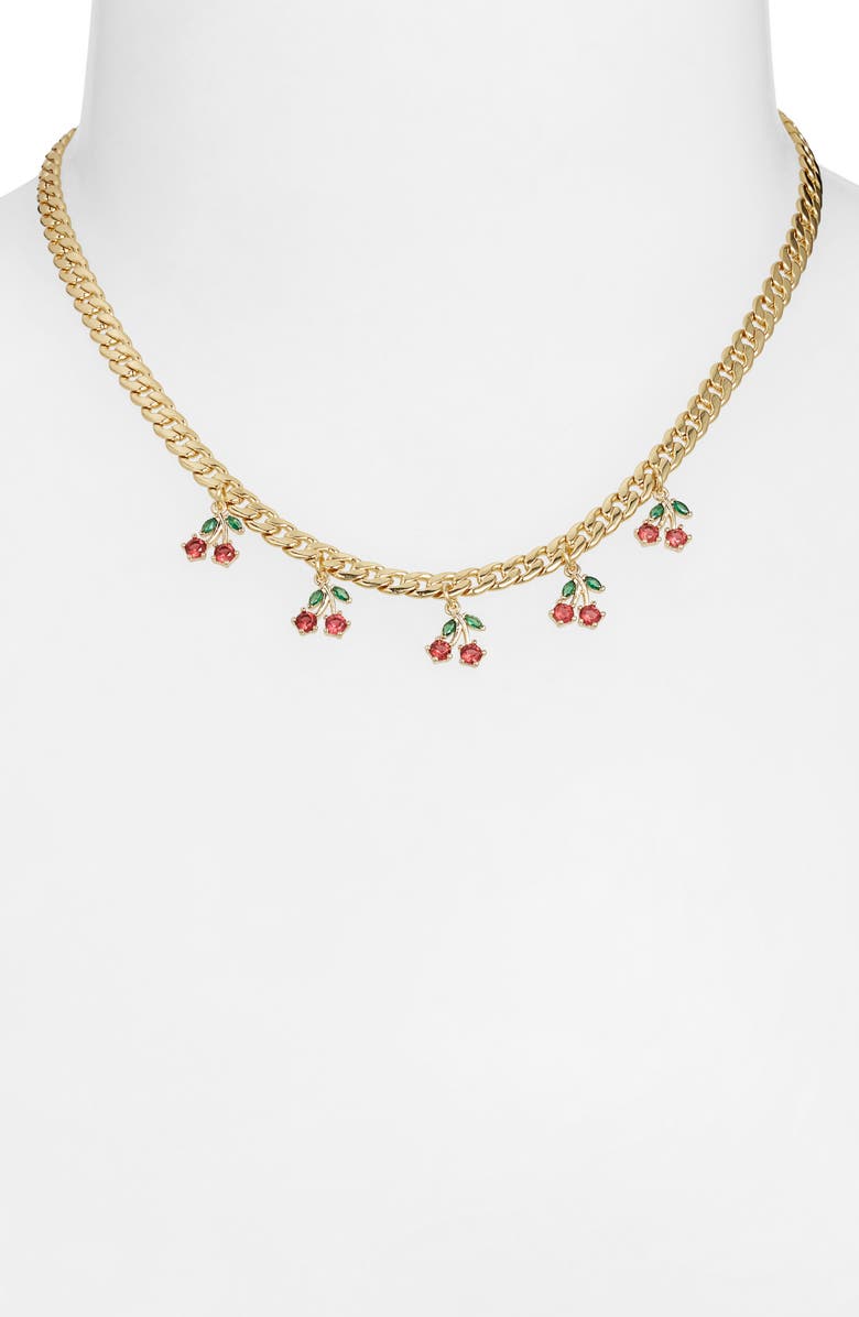 VIDAKUSH Cherry Pie Curb Chain Necklace, Alternate, color, Gold