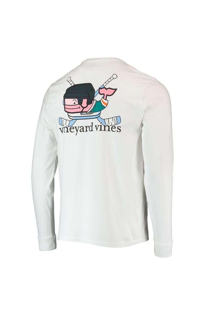 vineyard vines Men's Vineyard Vines White San Jose Sharks Hockey Helmet Pocket Long Sleeve T-Shirt, Alternate, color,