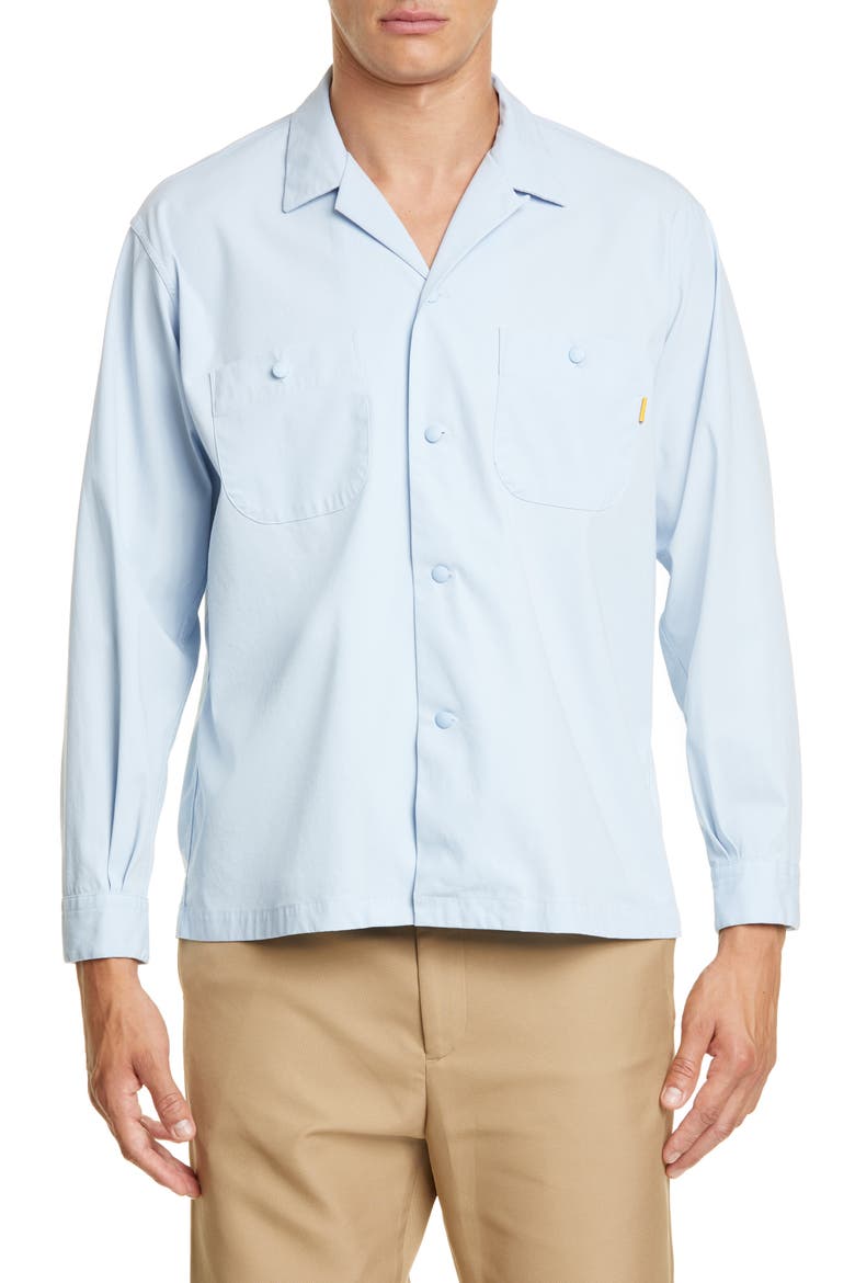 Long Sleeve Button-Up Camp Shirt (Nordstrom Exclusive), Alternate, color, GULF BLUE