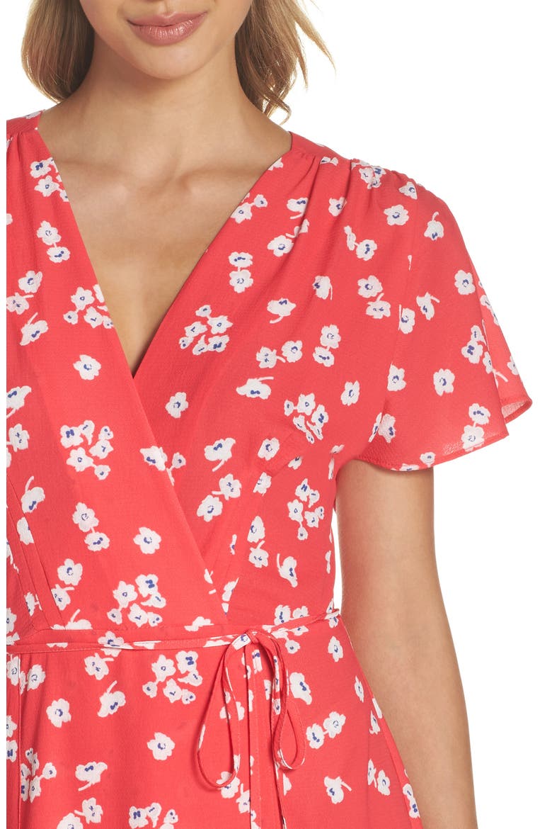 Verona Floral Print Faux Wrap Dress, Alternate, color, AZALEA MULTI