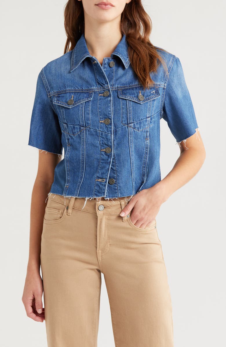 HIDDEN JEANS Crop Denim Shirt, Alternate, color,