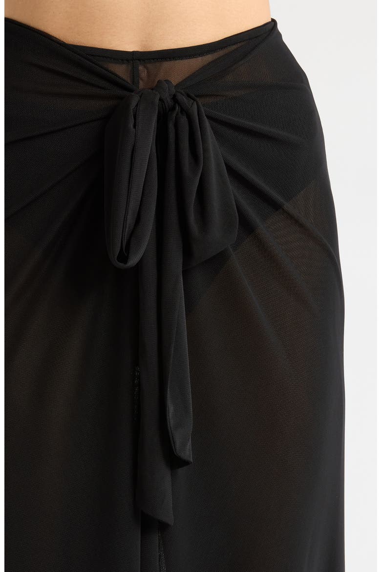Floral Tie Waist Wide Leg Cover-Up Pants, Alternate, color, BLACK SOLID