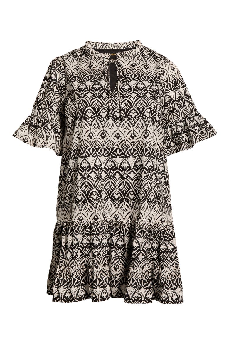 La Palma Floral Auggie Cotton Dress, Alternate, color, BLACK-WHITE