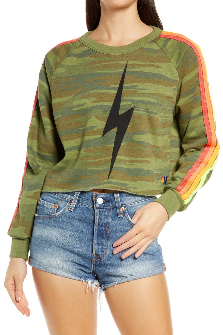 Bolt Crop Sweatshirt, Main, color, CAMONEON