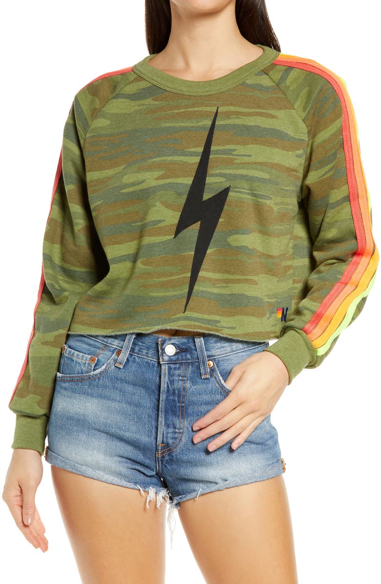 Aviator Nation Bolt Crop Sweatshirt, Main, color,