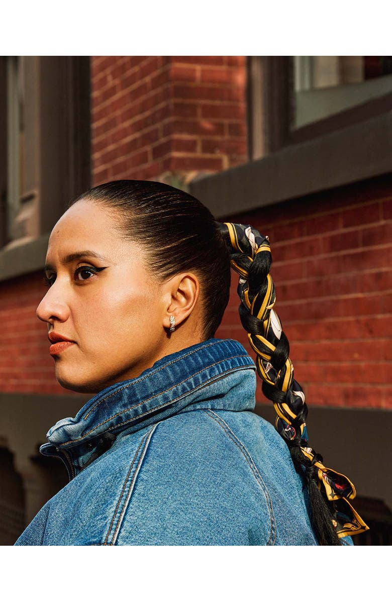 Lost Pattern "Dream Hunter" Silk Skinny Scarf, Alternate, color, Black