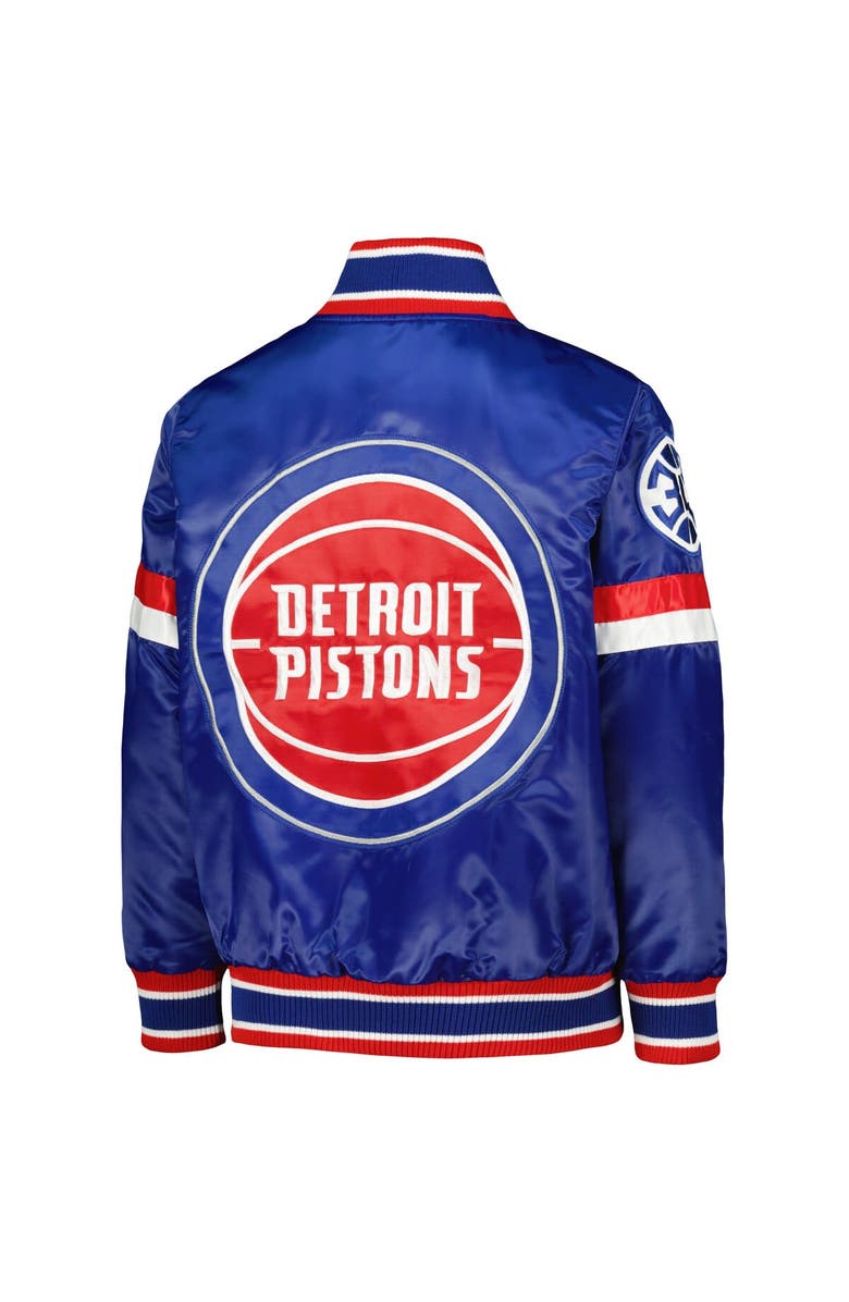 STARTER Youth Starter Blue Detroit Pistons Home Game Varsity Satin Full-Snap Jacket, Alternate, color, 