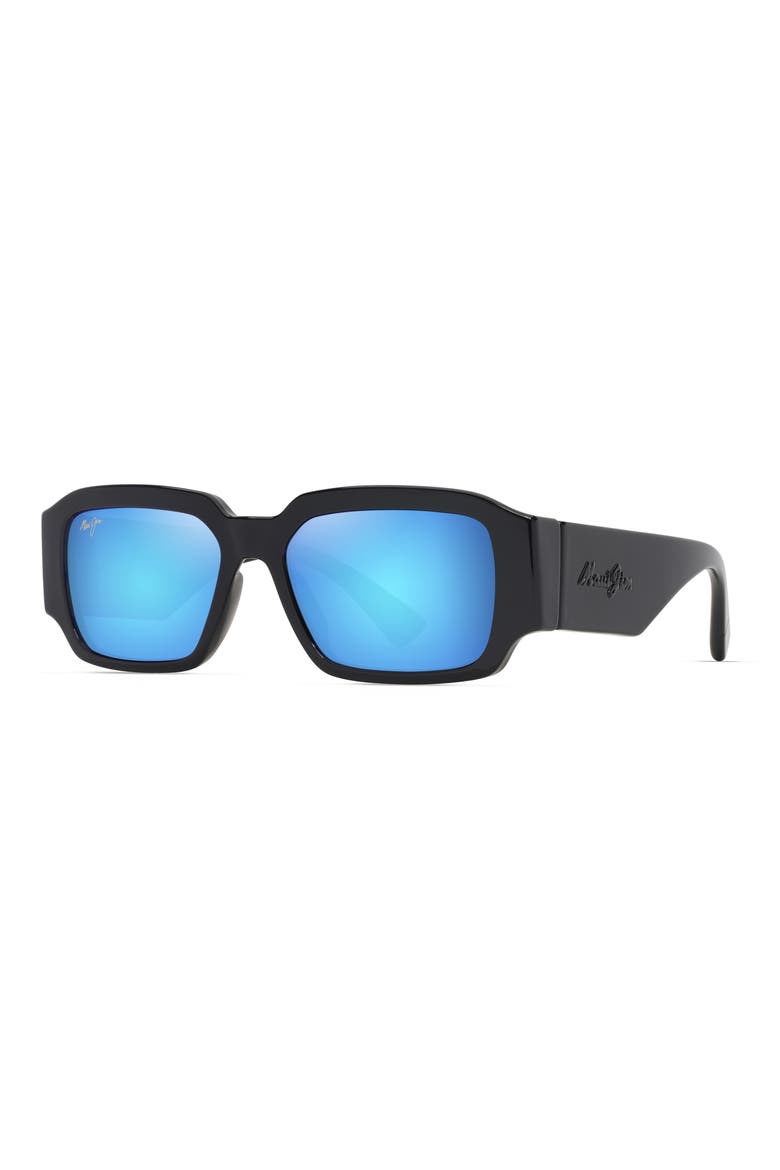 Kupale 55mm Gradient PolarizedPlus2® Rectangular Sunglasses, Alternate, color, SHINY BLACK