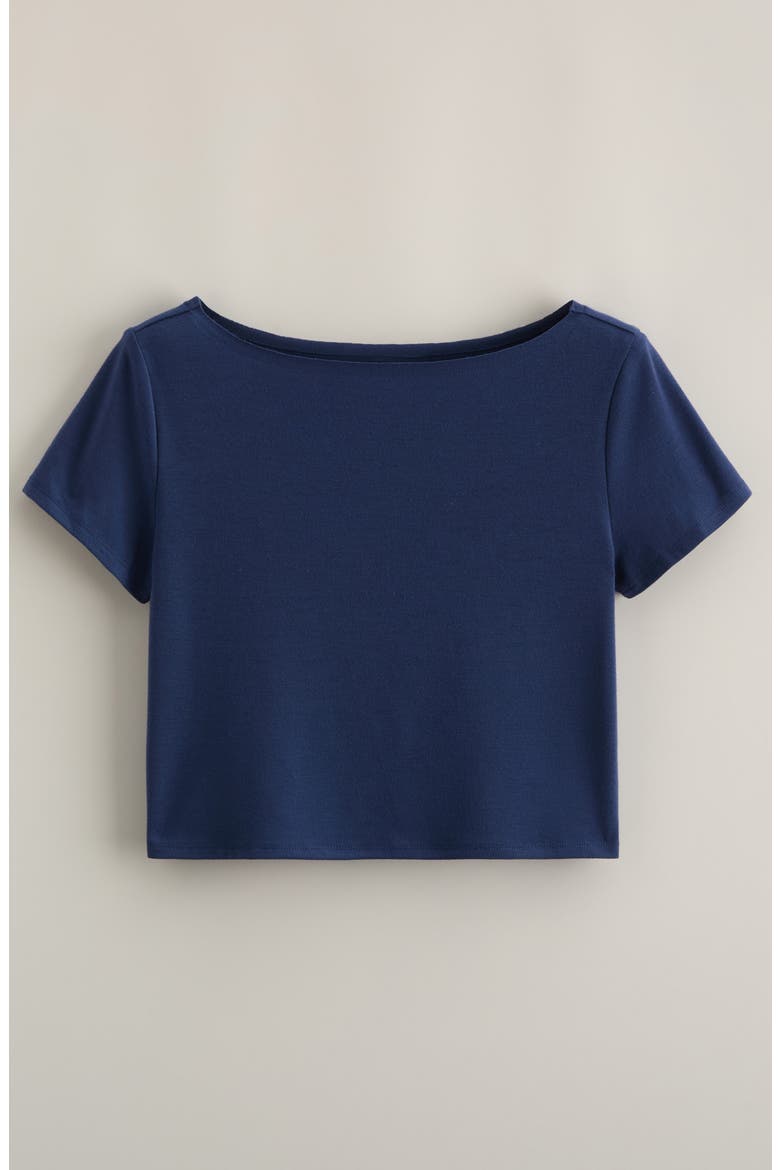 Kids' Off the Shoulder T-Shirt, Main, color, NAVY DENIM