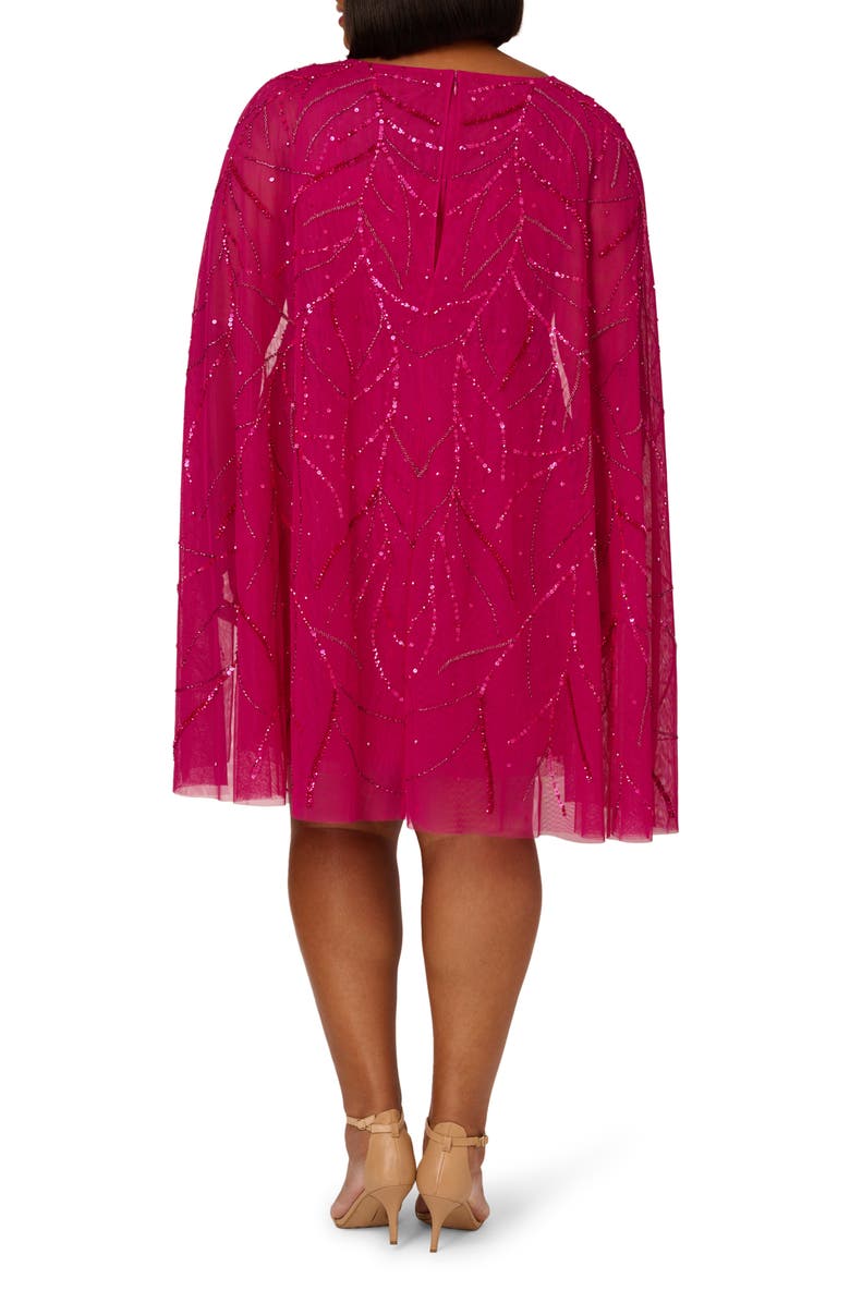 Adrianna Papell Beaded Cape Sleeve Cocktail Dress, Alternate, color, 