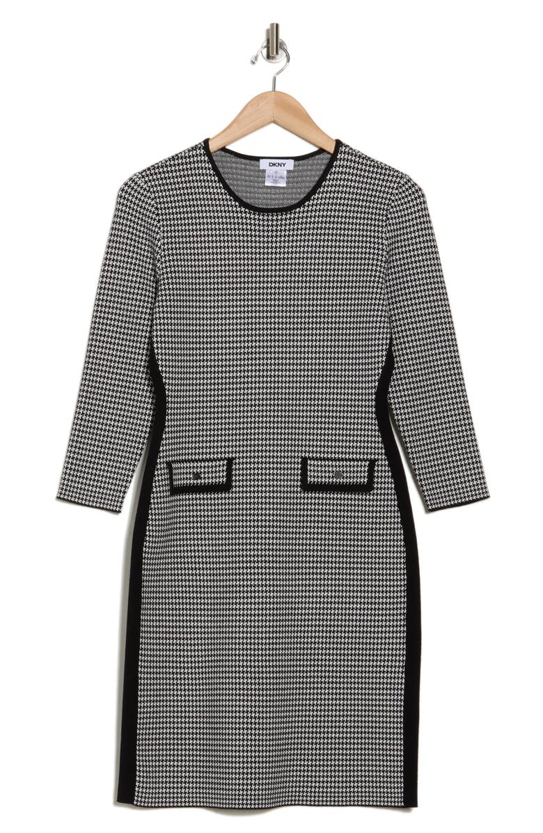 DKNY Houndstooth Pocket Sweater Dress, Alternate, color,