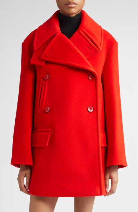 Jil Sander Double Breasted Elongated Wool Peacoat