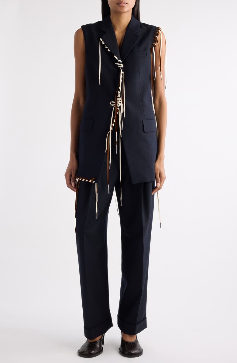 Dries Van Noten Bimbila Whipstitched Sleeveless Wool Blazer, Alternate, color, Navy