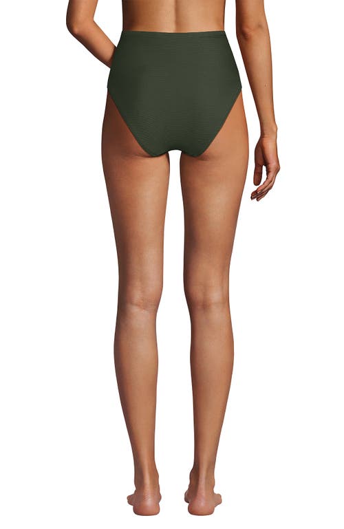 LANDS' END LANDS' END RIBBED SMOOTHING HIGH WAISTED BIKINI BOTTOMS