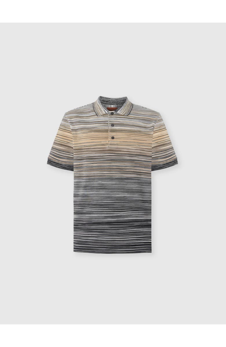 Missoni Short Sleeve Polo With Flame Knit, Main, color, Grey