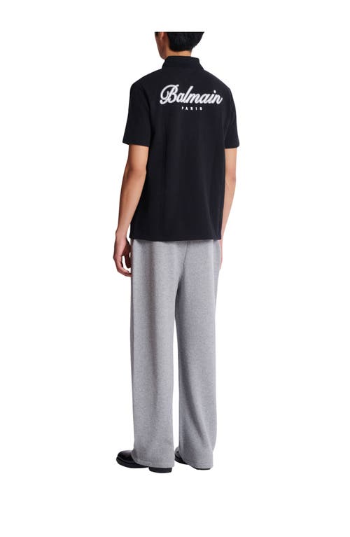 Balmain Short Sleeve Zip Collar Polo Shirt In Black