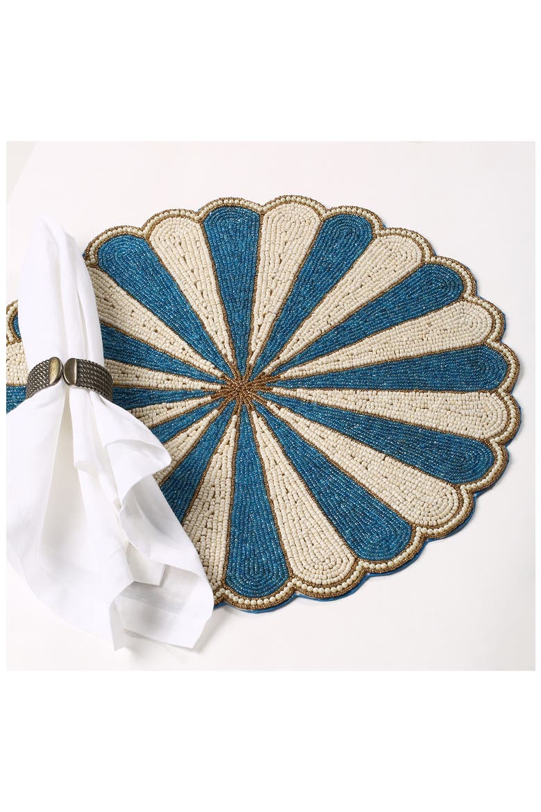 Scalloped Beaded Placemat, Alternate, color, BLUE
