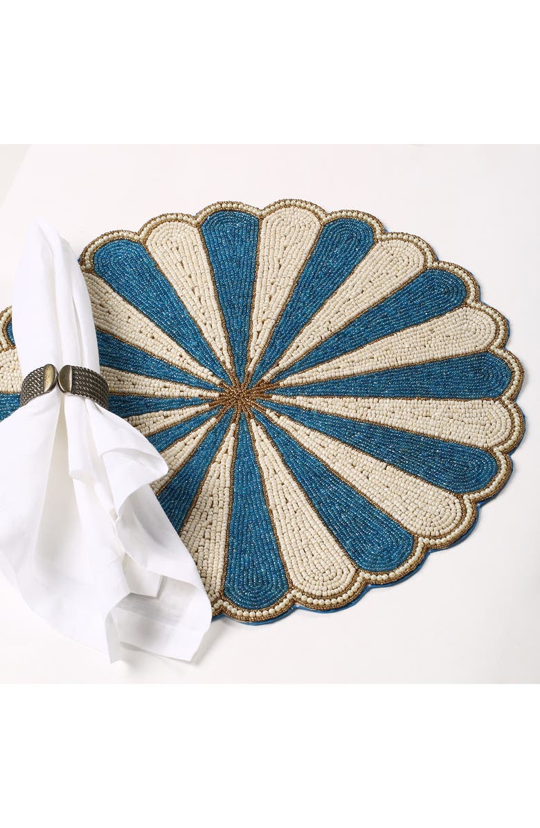 Tiramisu Scalloped Beaded Placemat, Alternate, color, Blue