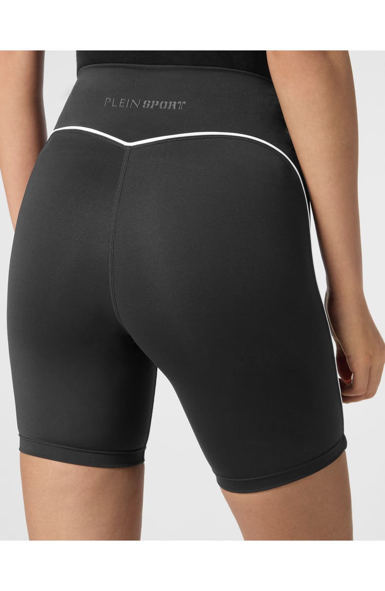 PLEIN SPORT Silky Soft Piping Biker Shorts Women, Alternate, color, Black