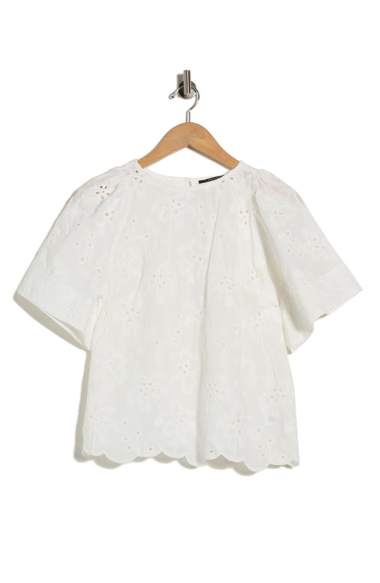 T Tahari Allover Eyelet Top, Main, color, White