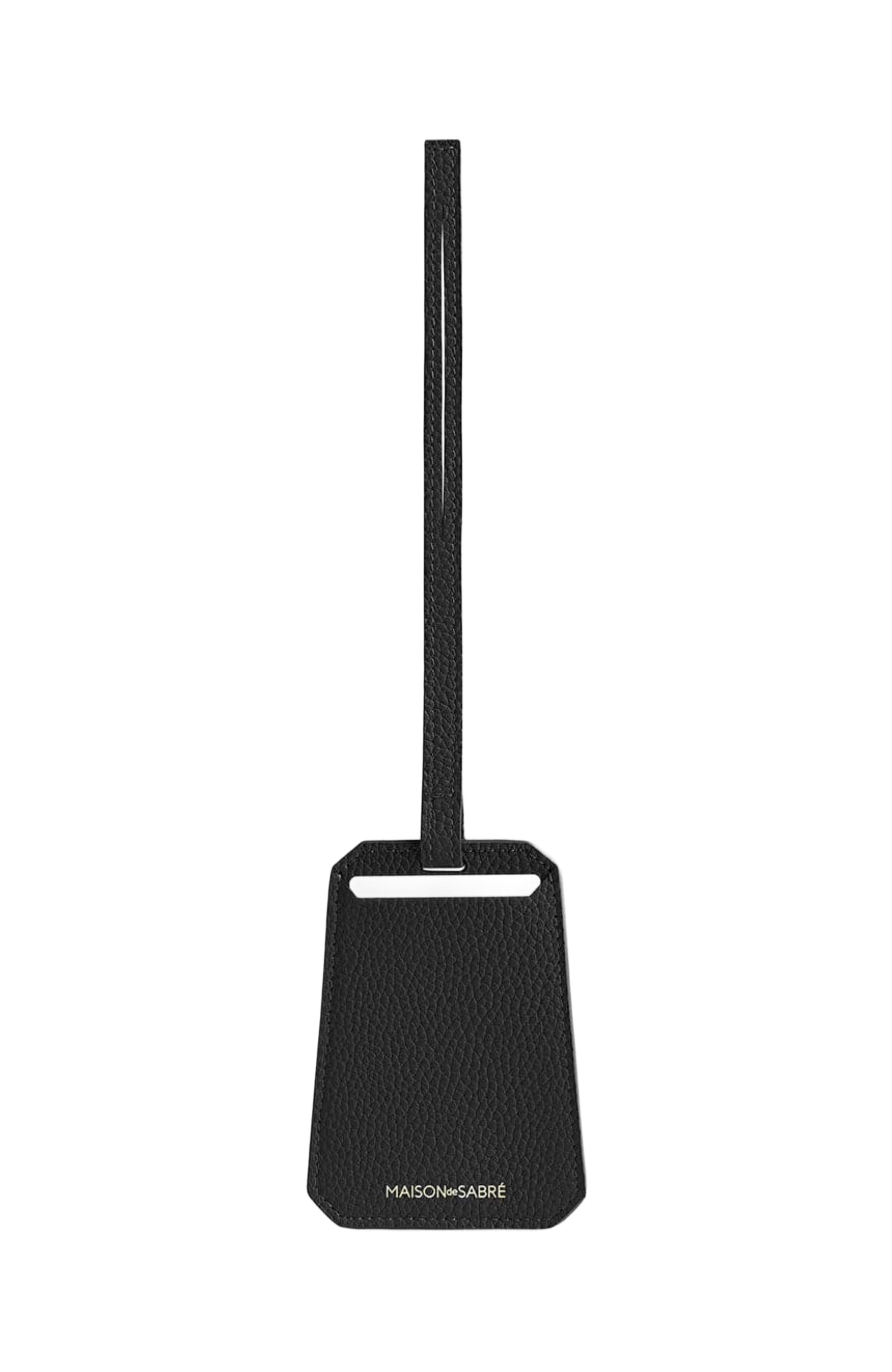 MAISON de SABRÉ Leather Luggage Tag, Main, color, Black Caviar