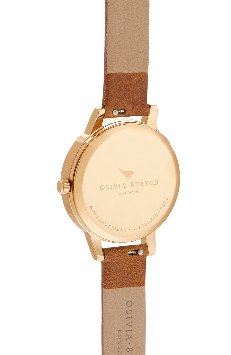 Olivia Burton Woven Dial Leather Strap Watch, 30mm, Alternate, color, 