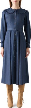LK Bennett Pippa Long Sleeve Frill Shirtdress