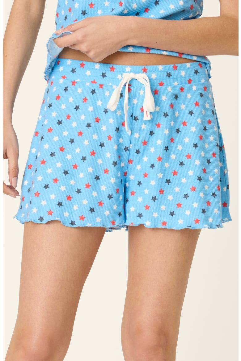 Star Spangled Waffle Knit Drawstring Shorts, Main, color, BAY BLUE
