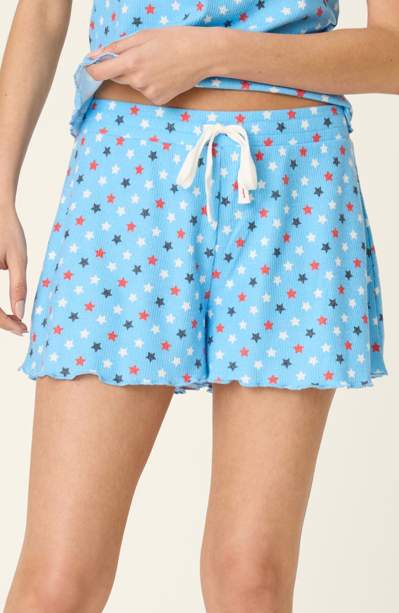 PJ Salvage Star Spangled Waffle Knit Drawstring Shorts, Main, color, 