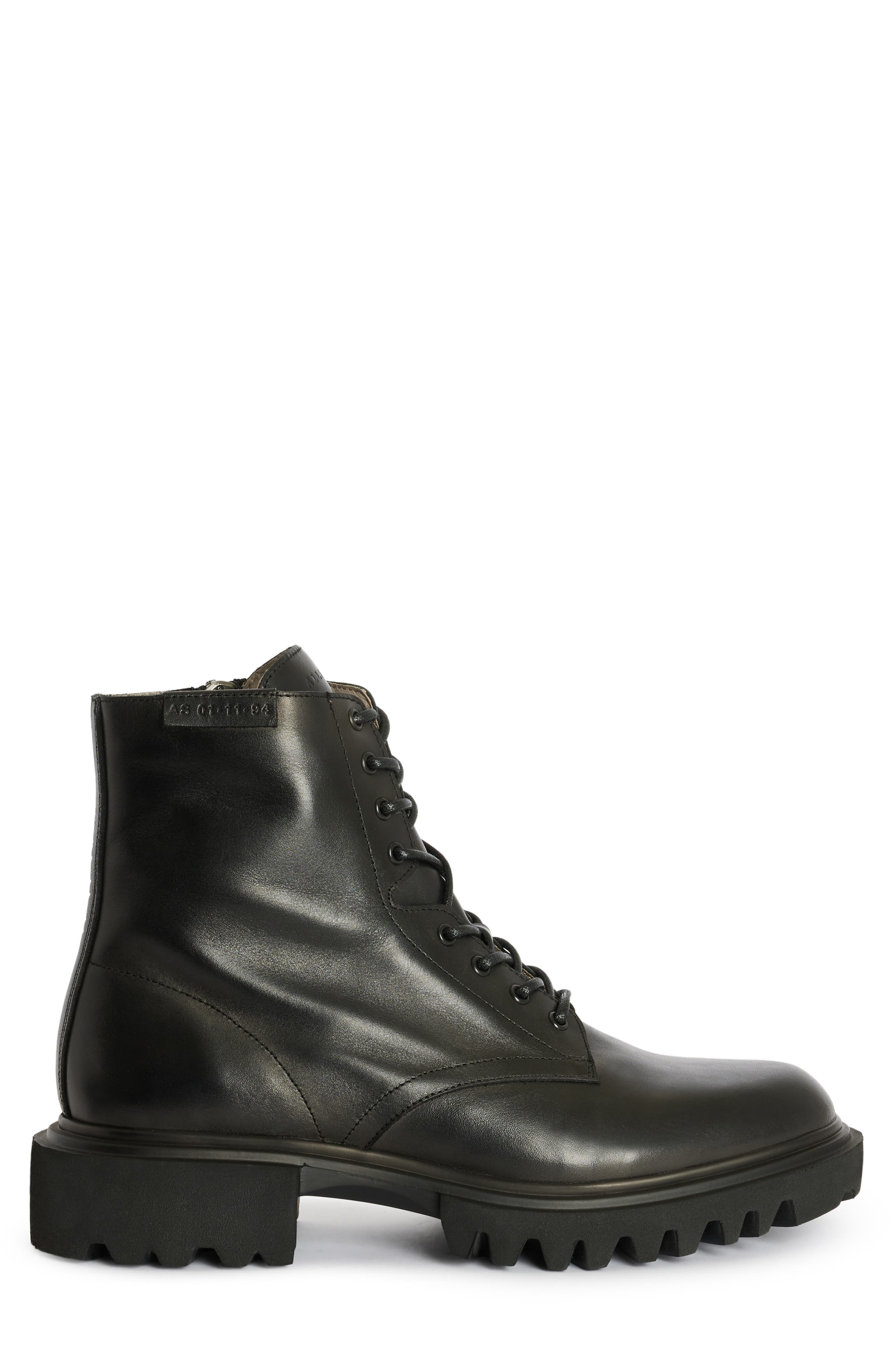 AllSaints Vaughan Zip Derby Boot, Alternate, color, Black
