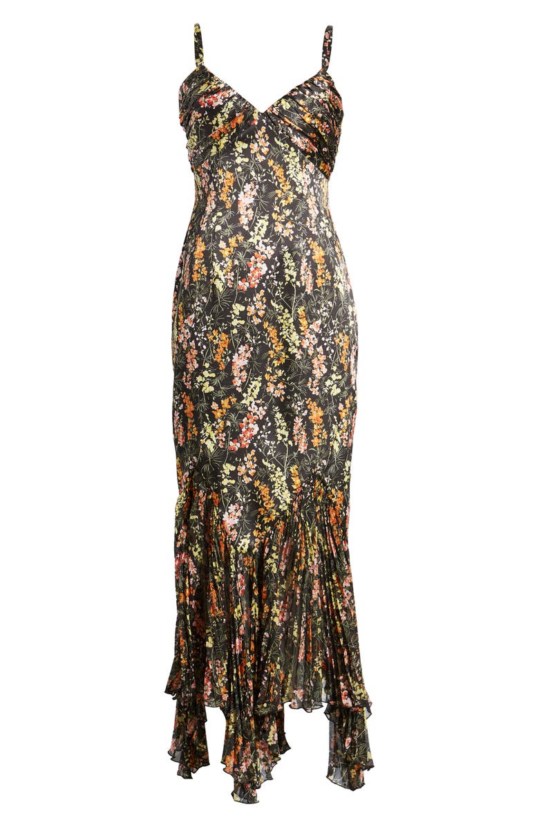 LIKELY Mira Metallic Floral Handkerchief Hem Maxi Dress, Alternate, color, 