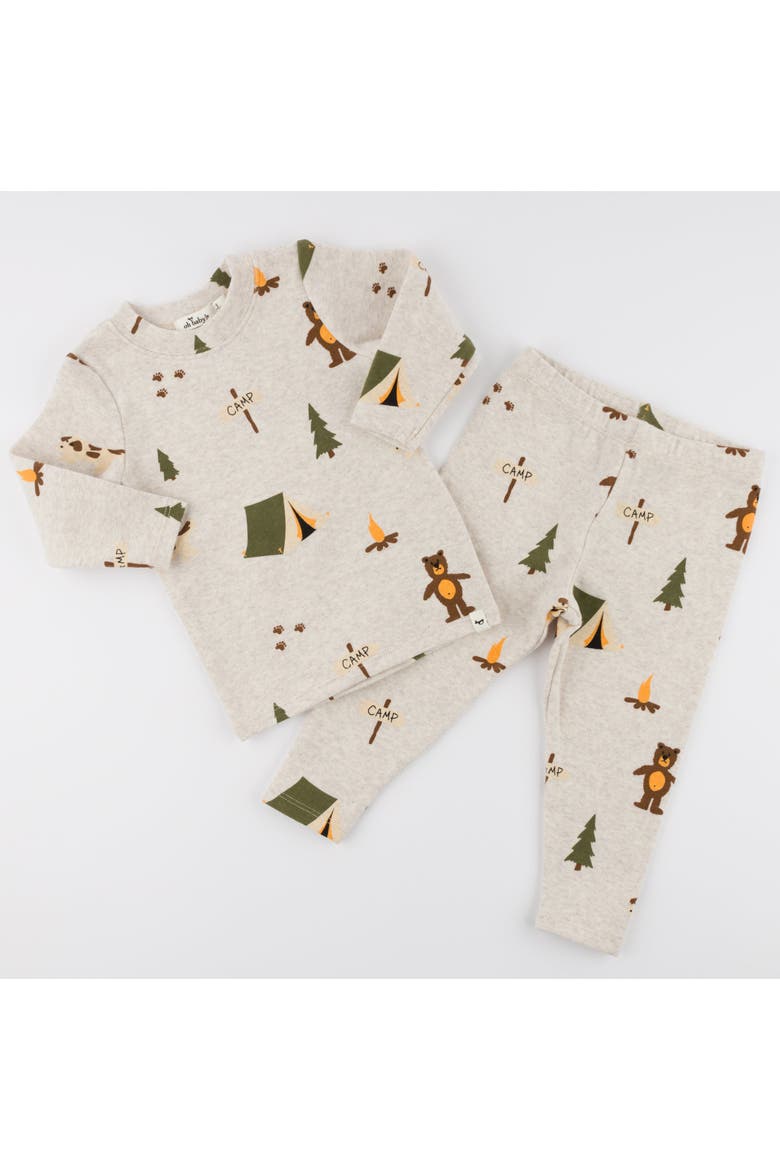 Camping Print Long Sleeve Two Piece Set, Alternate, color, Malt